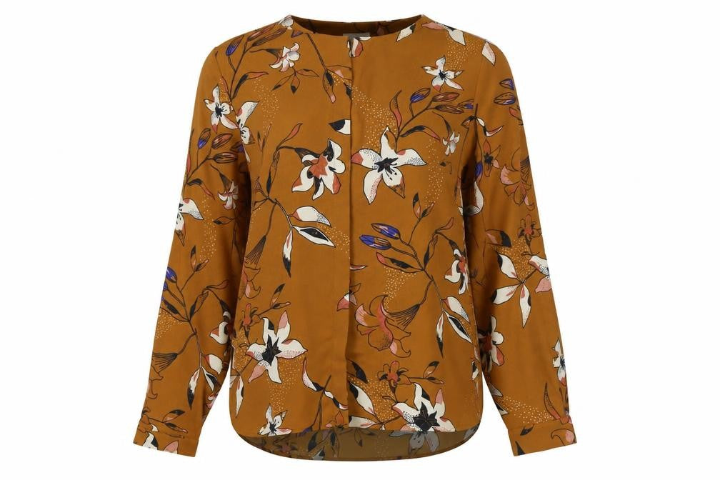 Vila Womens Brown Floral Long Sleeve Tunic Blouse Size S