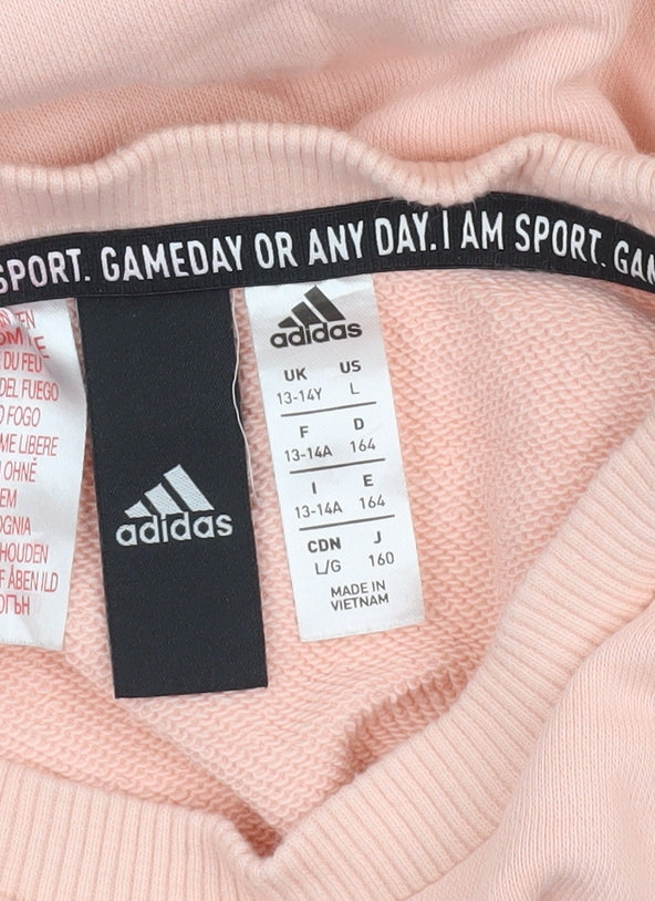 Adidas Teens Pink Crew Neck Pullover Sweatshirt Size 13-14Y