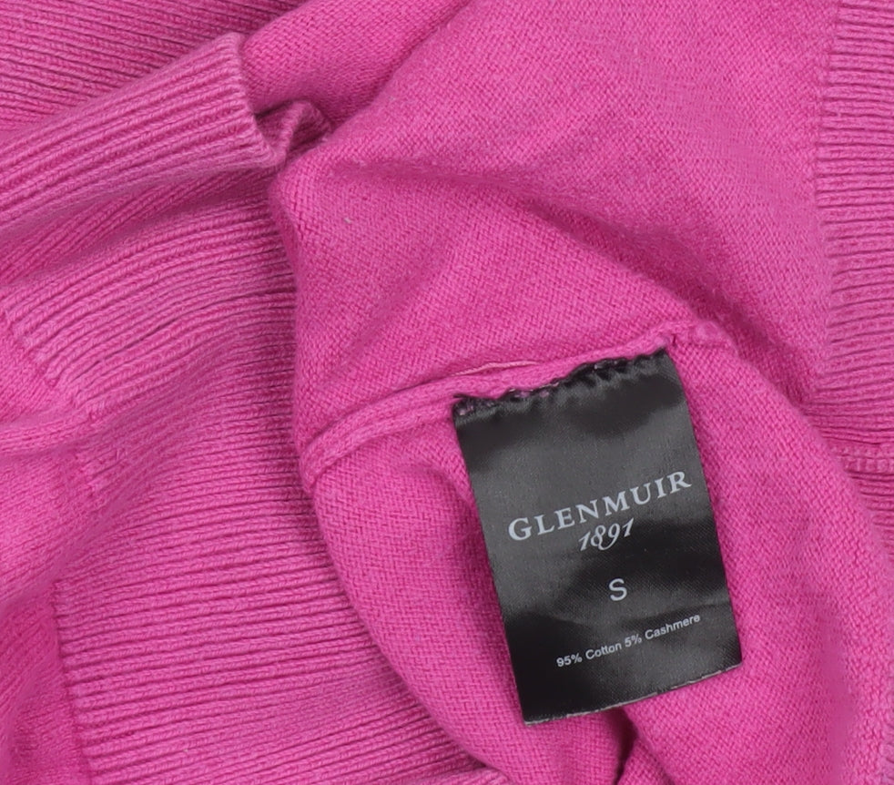 Glenmuir Women's Pink 1/4 Zip High Neck Cotton Cashmere Jumper Size S