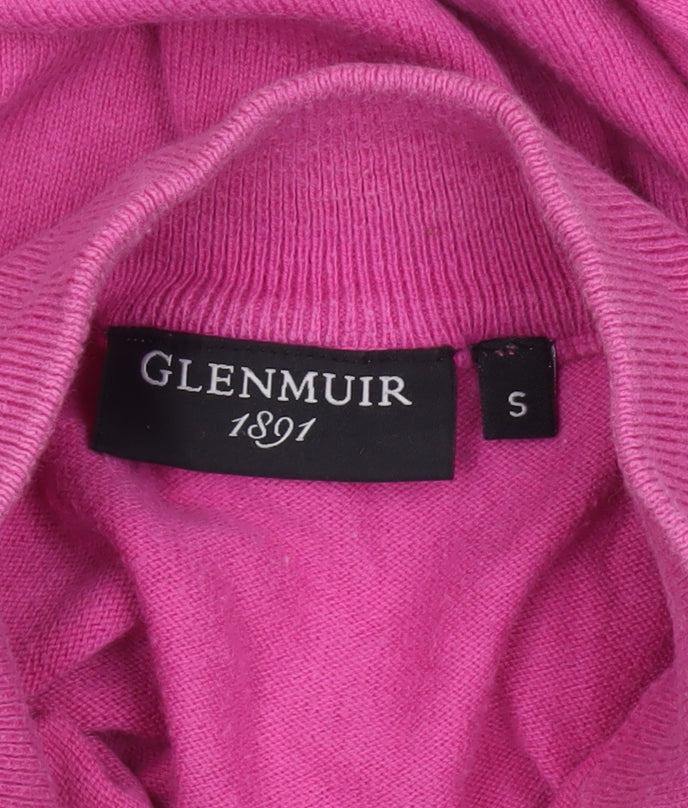 Glenmuir Women's Pink 1/4 Zip High Neck Cotton Cashmere Jumper Size S