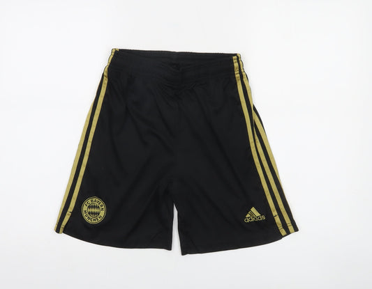 Adidas Boys Black Gold Athletic Shorts S FC Bayern Munich Football