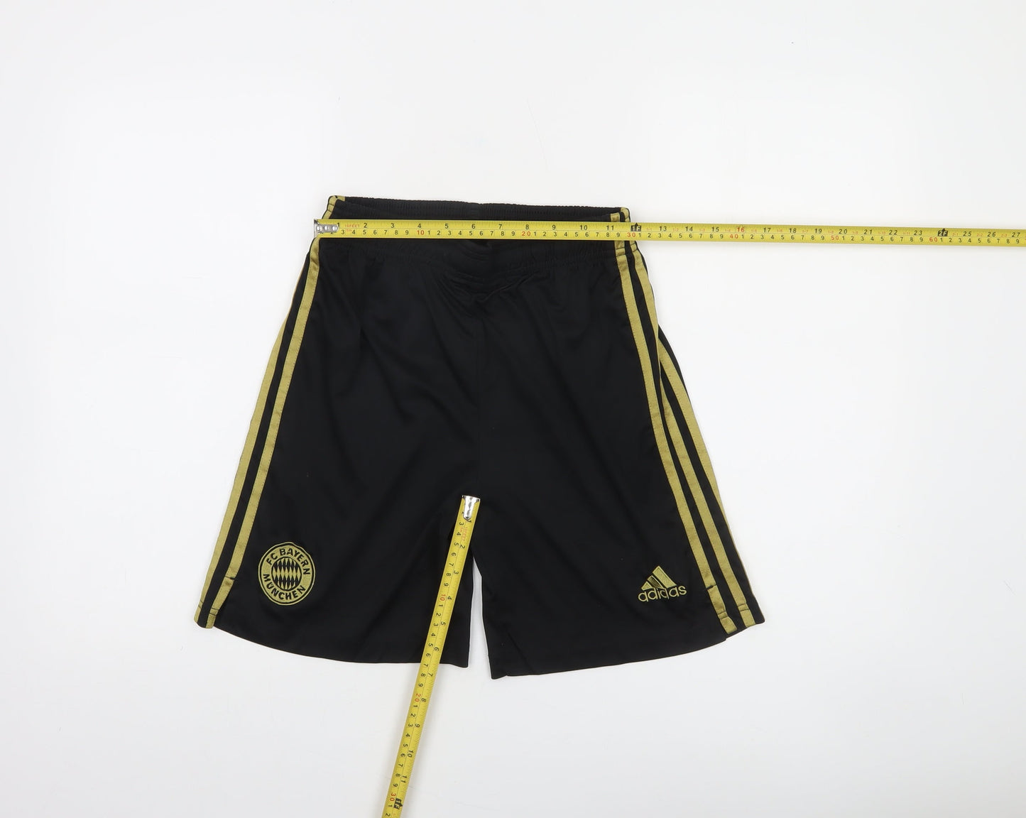 Adidas Boys Black Gold Athletic Shorts S FC Bayern Munich Football