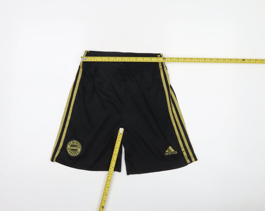 Adidas Boys Black Gold Athletic Shorts S FC Bayern Munich Football