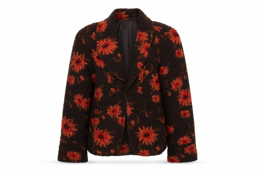Marks and Spencer Per Una Brown Floral Wool Blazer Women Size 10