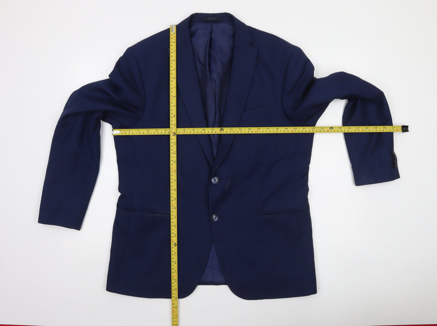 Zara Man Blue Slim Fit Two Button Blazer Jacket Men’s 44 XL Formal