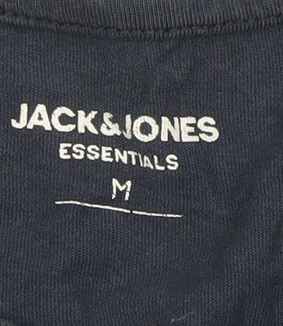 Jack & Jones Men’s Blue Graphic Logo Cotton Crew Neck T-Shirt Size M