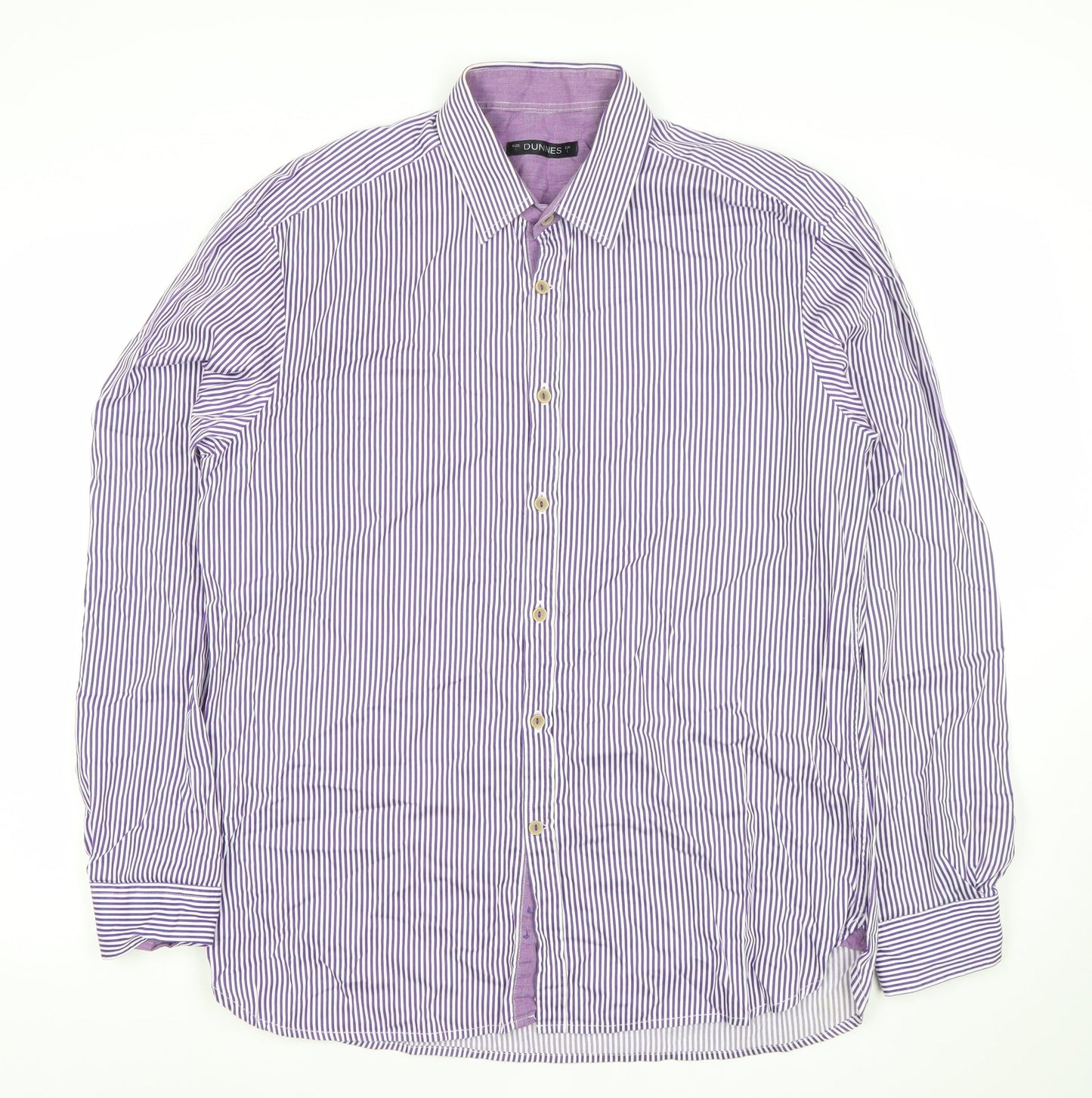 Dunnes Men’s Purple Striped Long Sleeve Cotton Dress Shirt L
