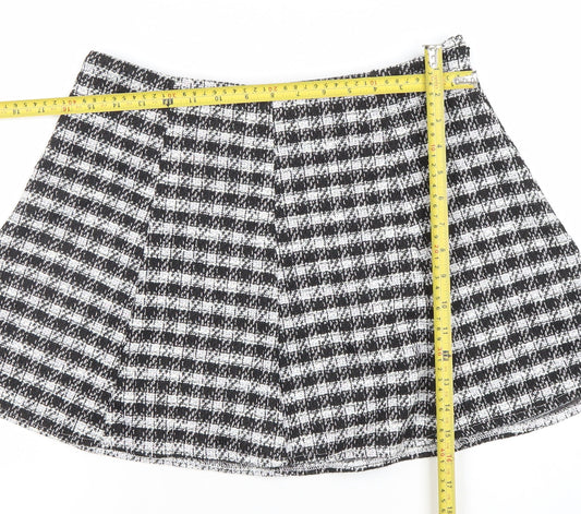 New Look Women’s Black Check A-Line Tweed Skirt Size 12