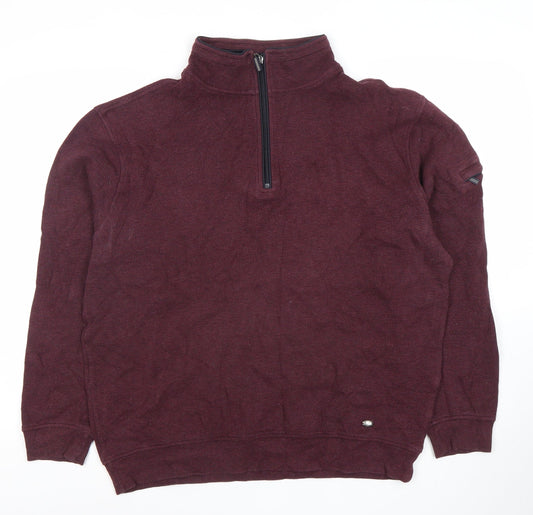 Yeats Men's Burgundy 1/2 Zip Cotton Sweatshirt XL Classic Fit