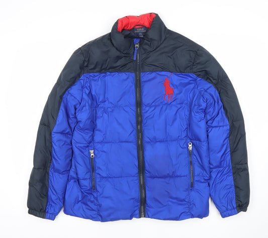 Ralph Lauren Boys Blue Puffer Jacket L 14-15 Years Winter Full Zip Coat