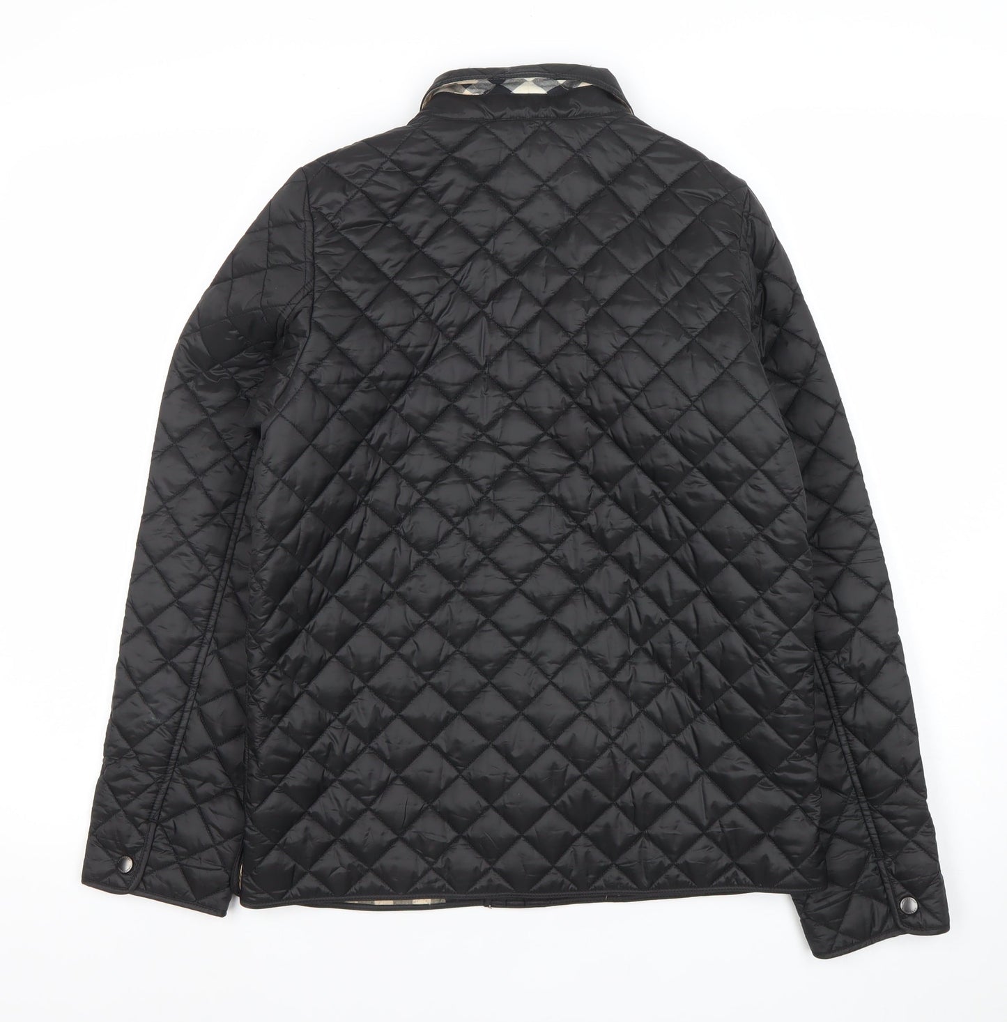 Burberry Women Black Quilted Mid-Length Jacket Size 10
