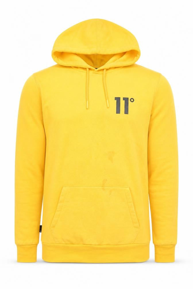 11 Degrees Men’S Yellow Pullover Hoodie Size S Regular Fit