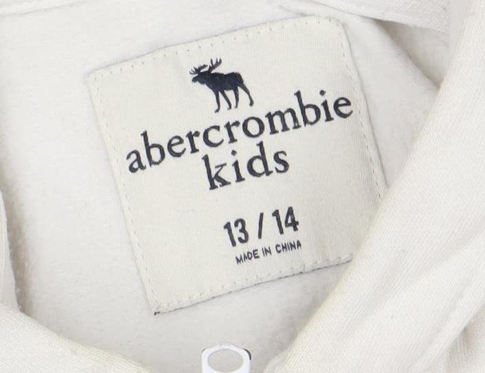 Abercrombie Kids Boys White Blue Ocean Print Full Zip Hoodie 13-14 Years