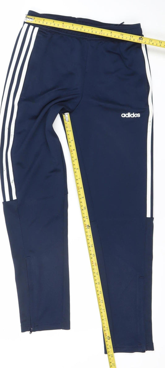 Adidas Boys Blue 13-14 Years Tapered Track Pants with Zip Pockets