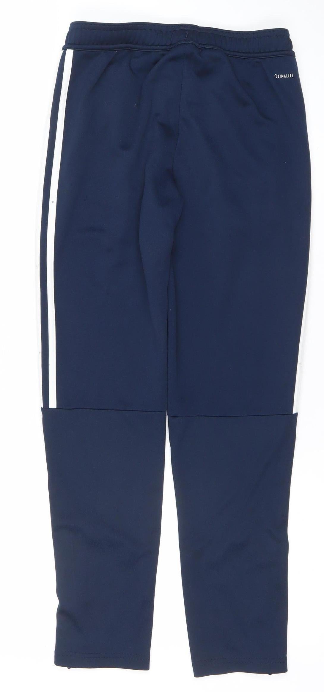 Adidas Boys Blue 13-14 Years Tapered Track Pants with Zip Pockets