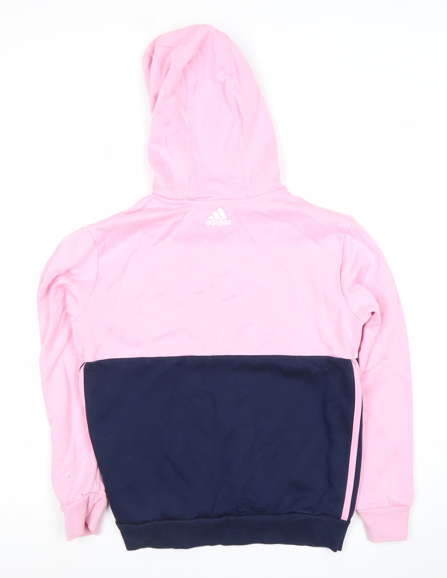 Adidas Girls Pink & Navy Pullover Hoodie 13 Years Regular Fit Colourblock