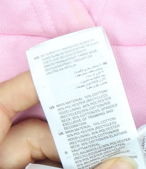 Adidas Girls Pink & Navy Pullover Hoodie 13 Years Regular Fit Colourblock