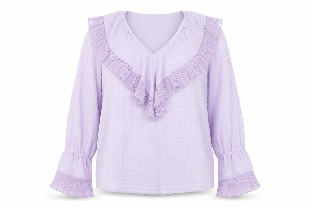 Gallery Women’s Purple Ruffle Long Sleeve Blouse Size 12