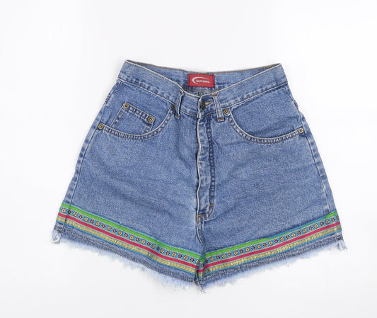 Nutshell Womens Blue Denim Cut-Off Shorts Size 10 Embroidered Boho