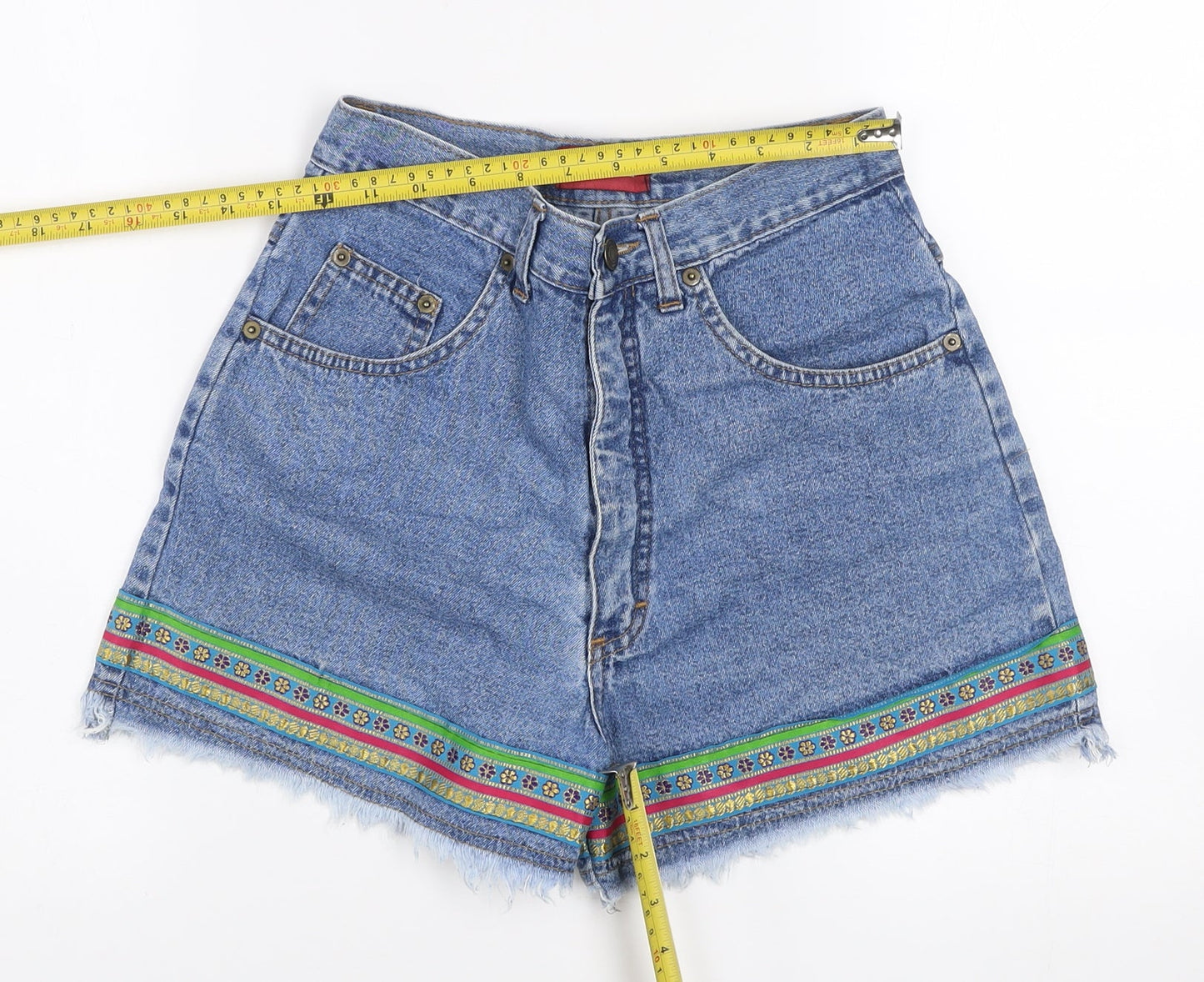 Nutshell Womens Blue Denim Cut-Off Shorts Size 10 Embroidered Boho