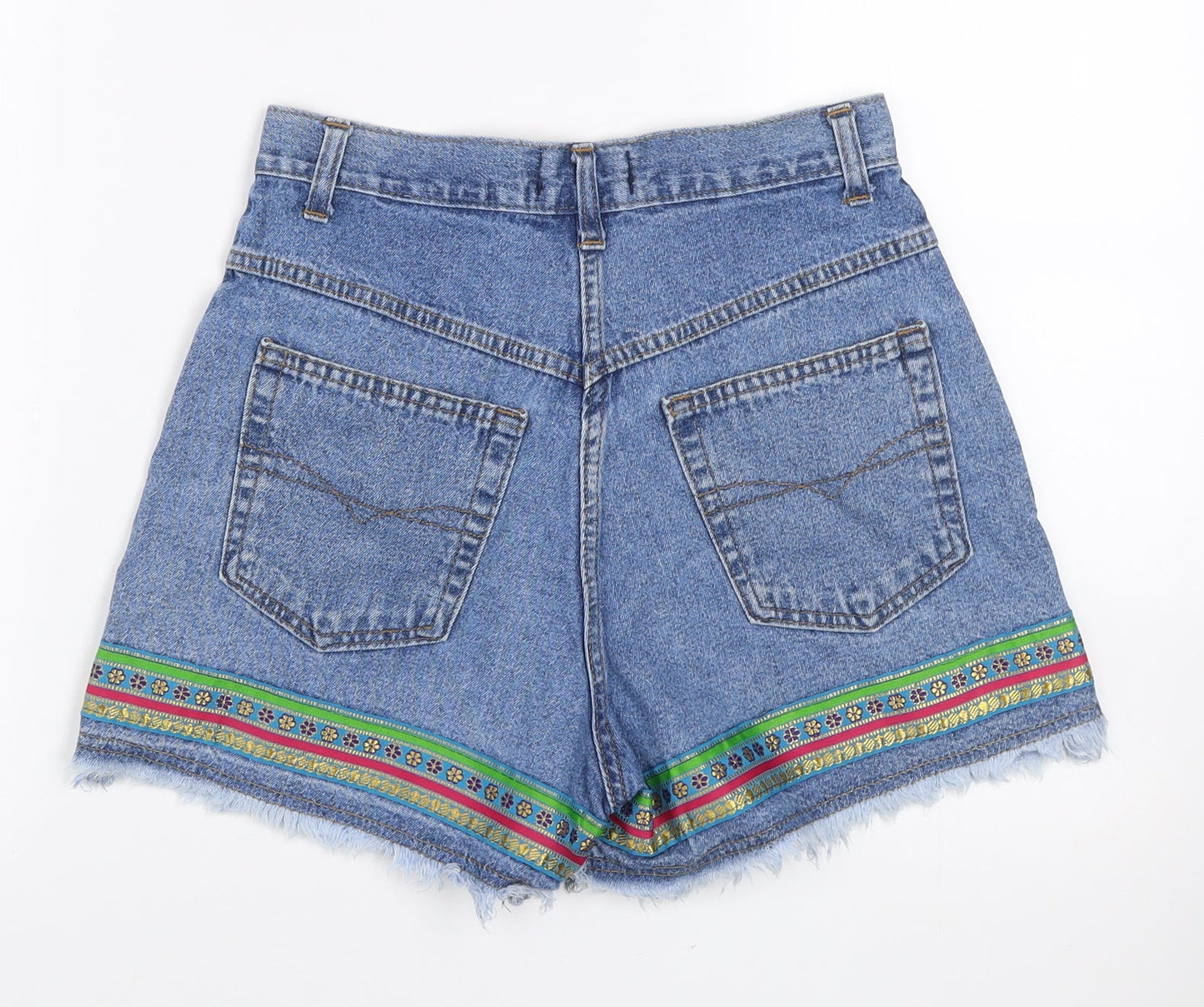 Nutshell Womens Blue Denim Cut-Off Shorts Size 10 Embroidered Boho