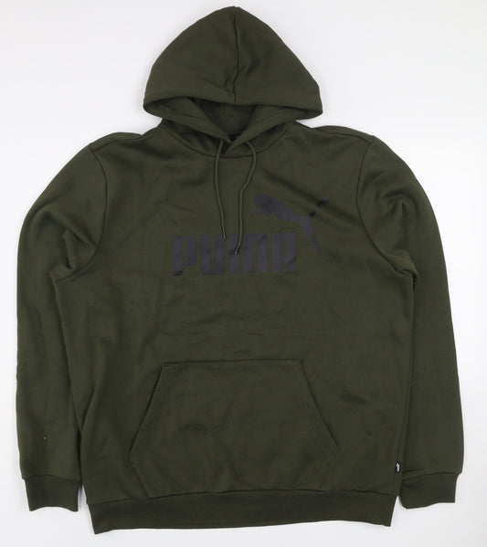 Puma Men's Green XL Pullover Hoodie Sweatshirt with Logo