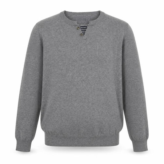 Jack & Jones Mens Grey XL Henley Cotton Knit Jumper