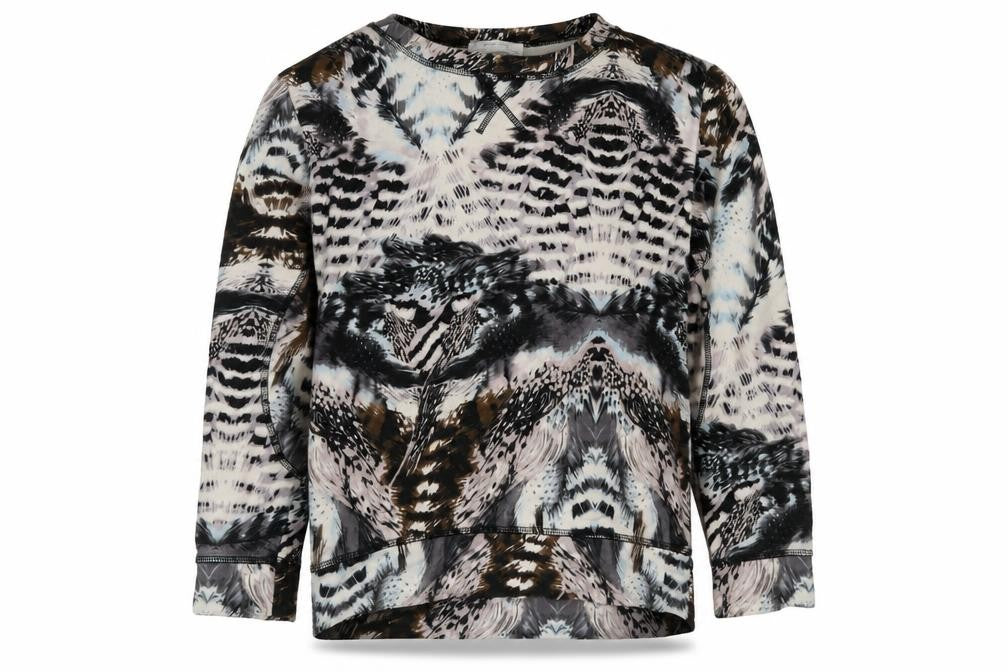 Zara W&B Collection Women's Beige Animal Print Cotton Pullover Sweatshirt Size M
