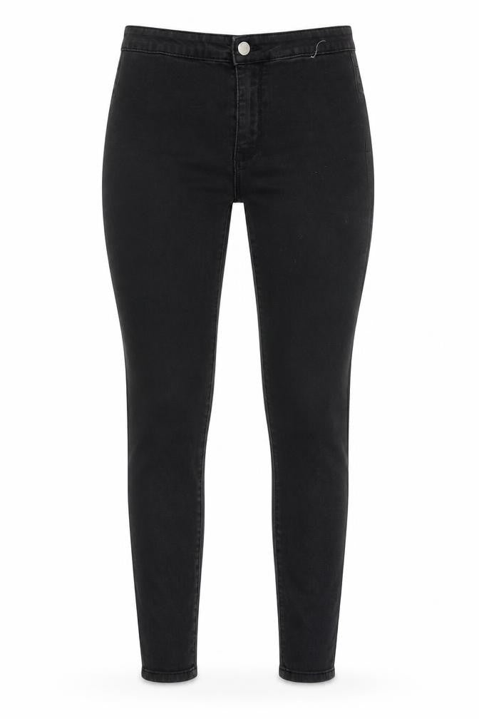 Front view of Denim Co. women’s black skinny high rise stretch jeans, size UK 10
