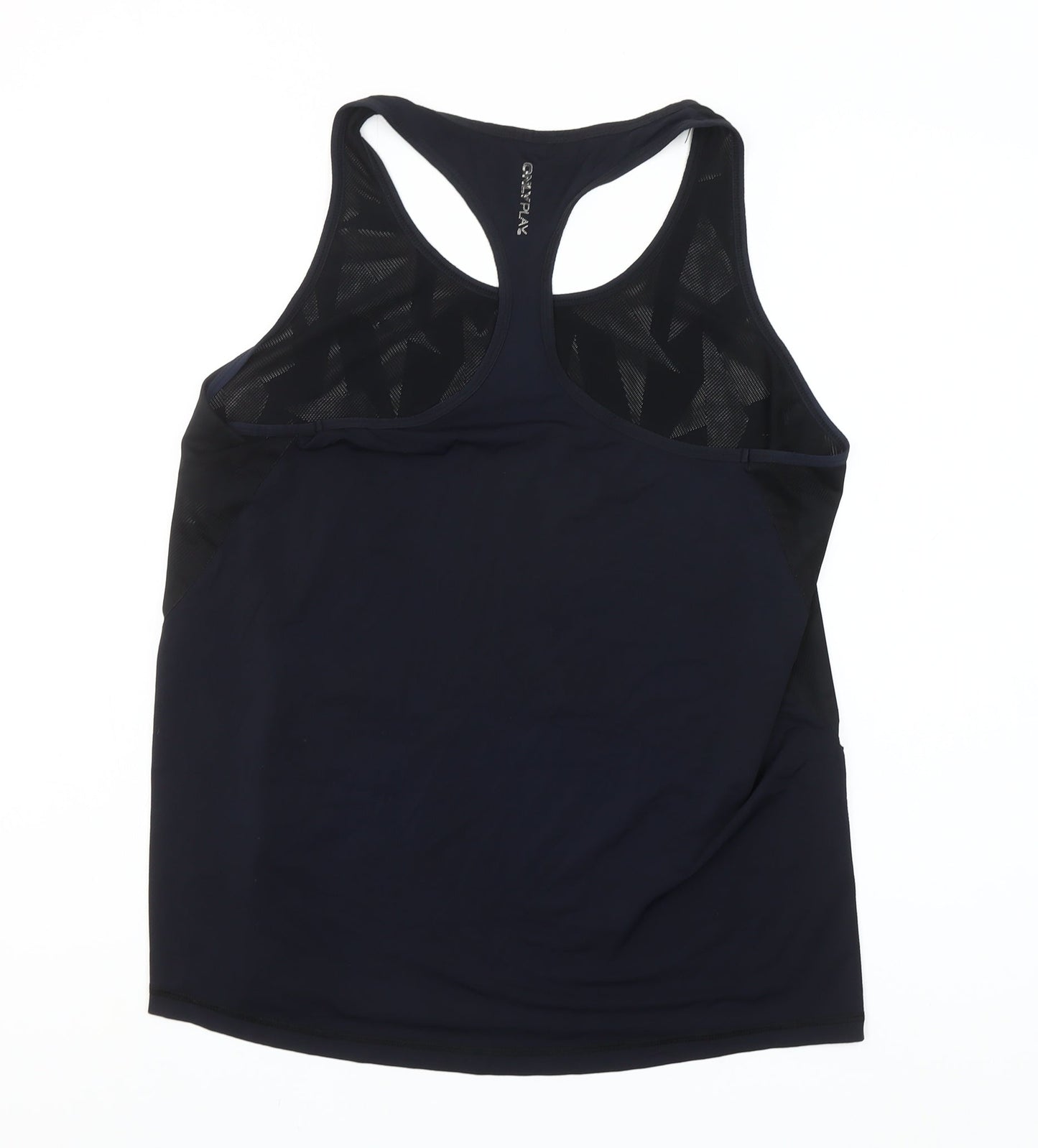 ONLY Womens Black Racerback Tank Top L Activewear Mesh Slim Fit