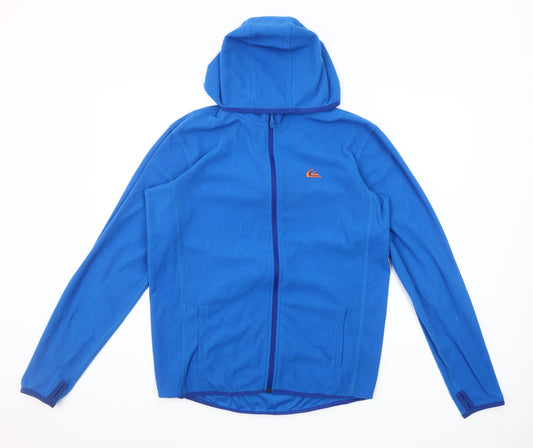 Quiksilver Women Blue Fleece Hooded Full Zip Jacket Size 16