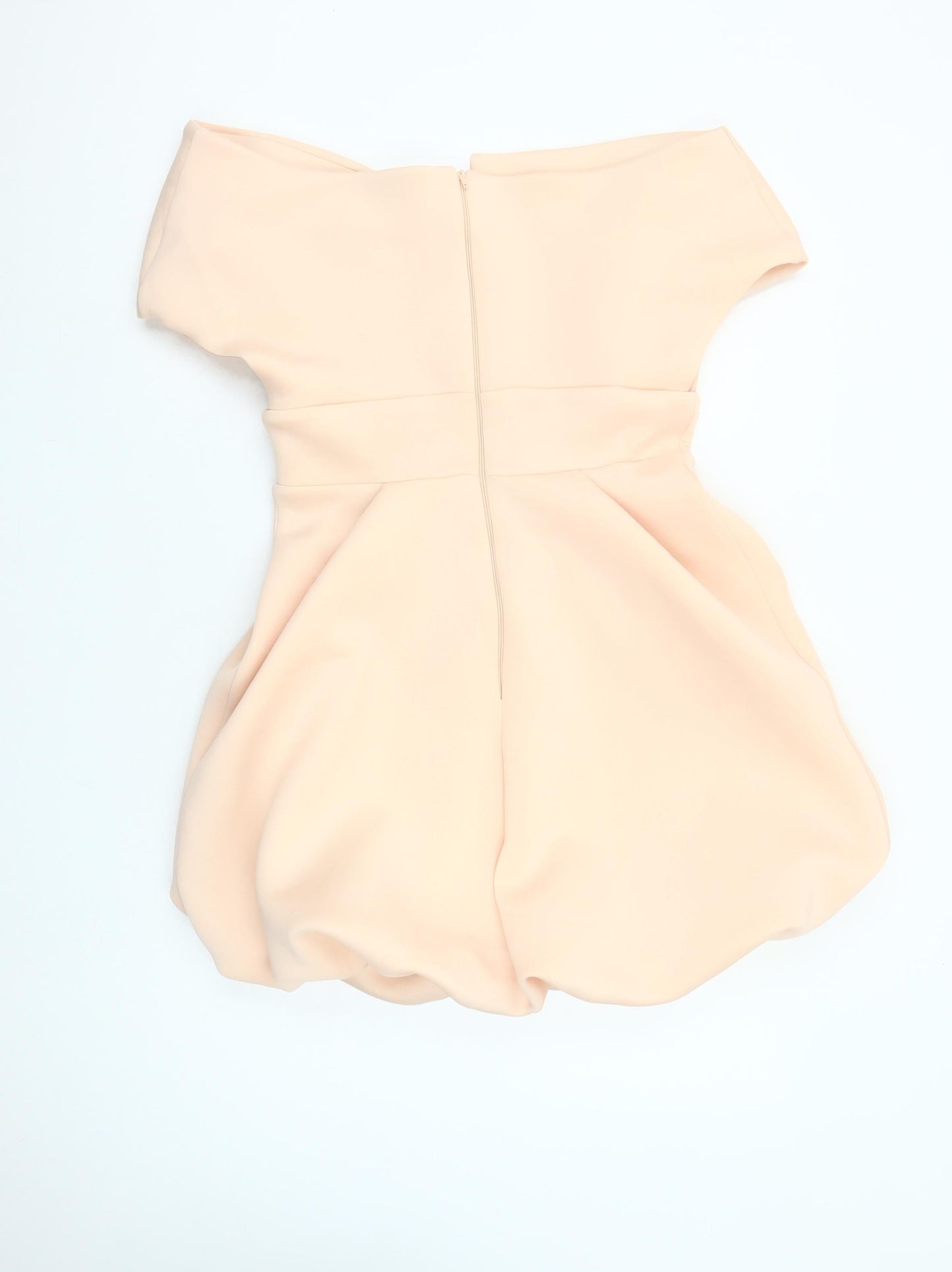 ASOS DESIGN Women Beige Off Shoulder Short Bubble Hem Dress Size 12