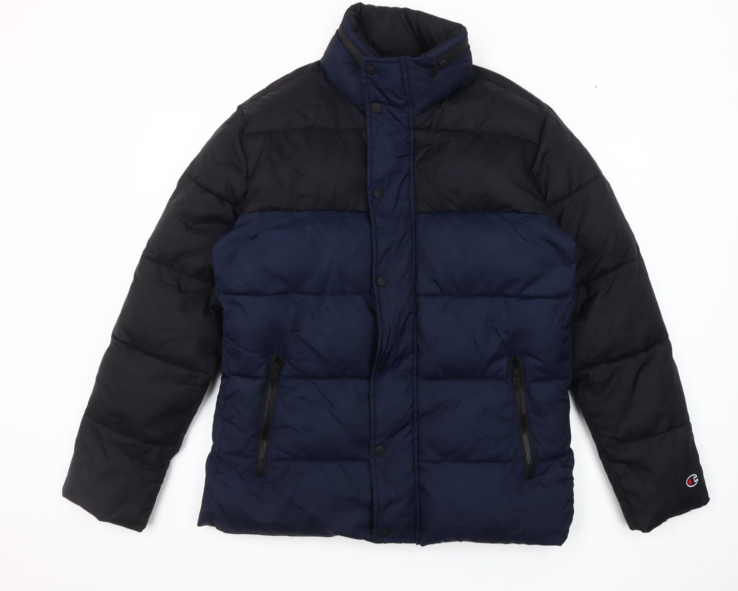 Champion Men's Blue Puffer Jacket Small Winter Quilted Zip Coat