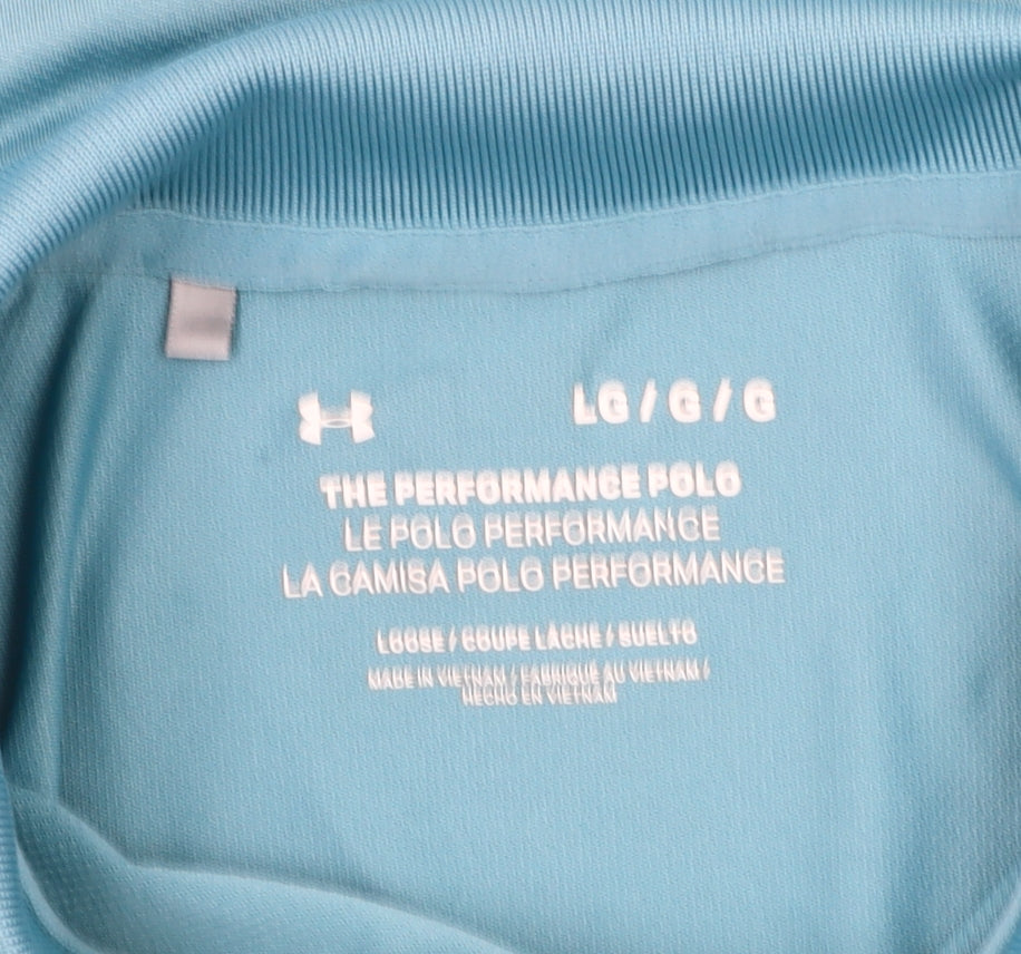 Under Armour Men's Blue Performance Polo Shirt Size L Moisture Wicking