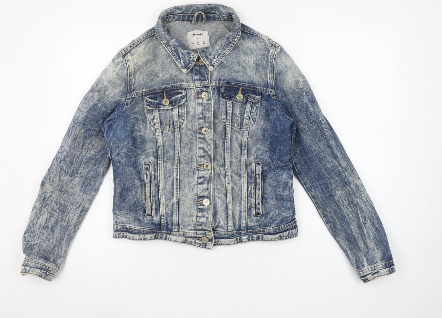 Denim Co. Women's Blue Denim Jacket Size 12 Casual Buttoned
