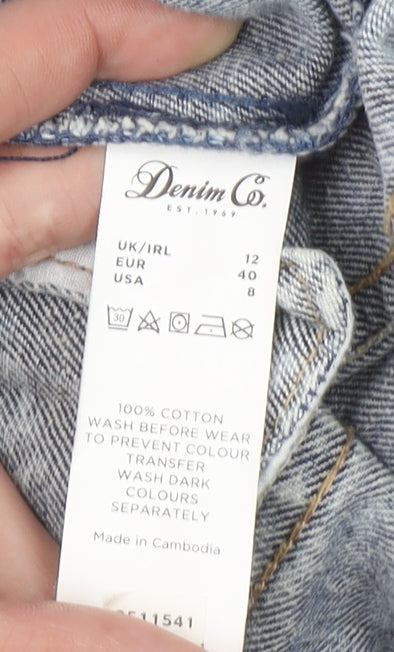 Denim Co. Women's Blue Denim Jacket Size 12 Casual Buttoned