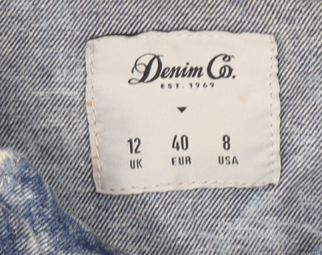 Denim Co. Women's Blue Denim Jacket Size 12 Casual Buttoned