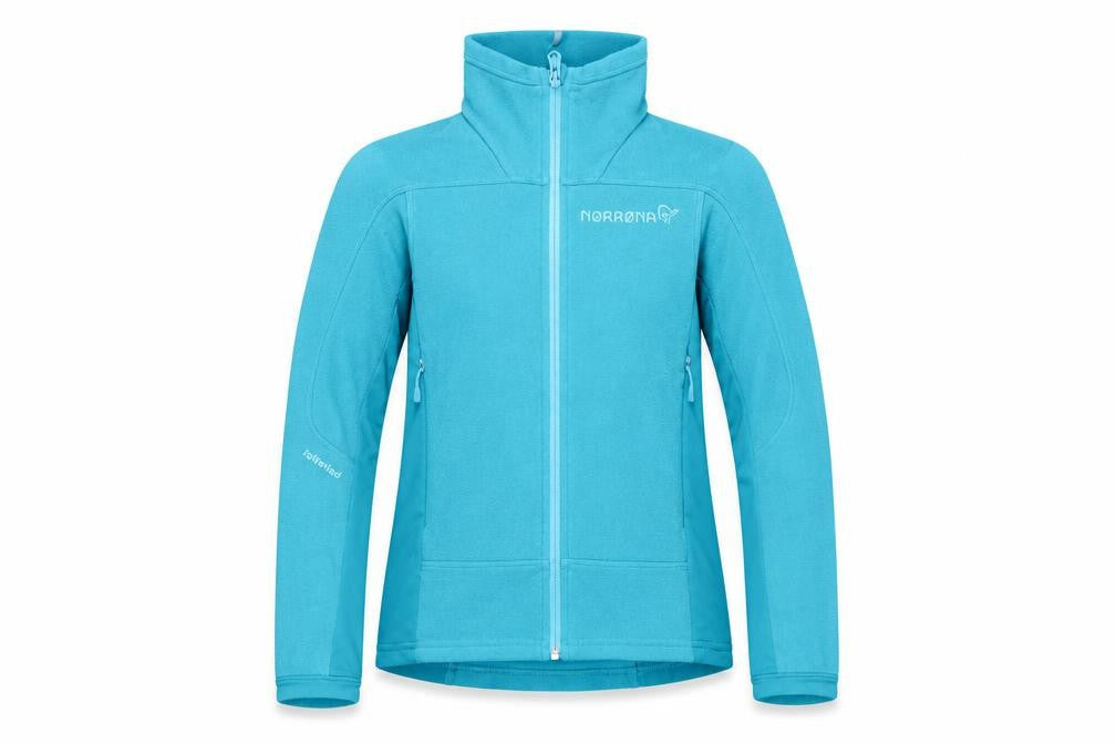 Front view of Norrøna girls’ blue falketind warm1 fleece jacket -, size 9, years