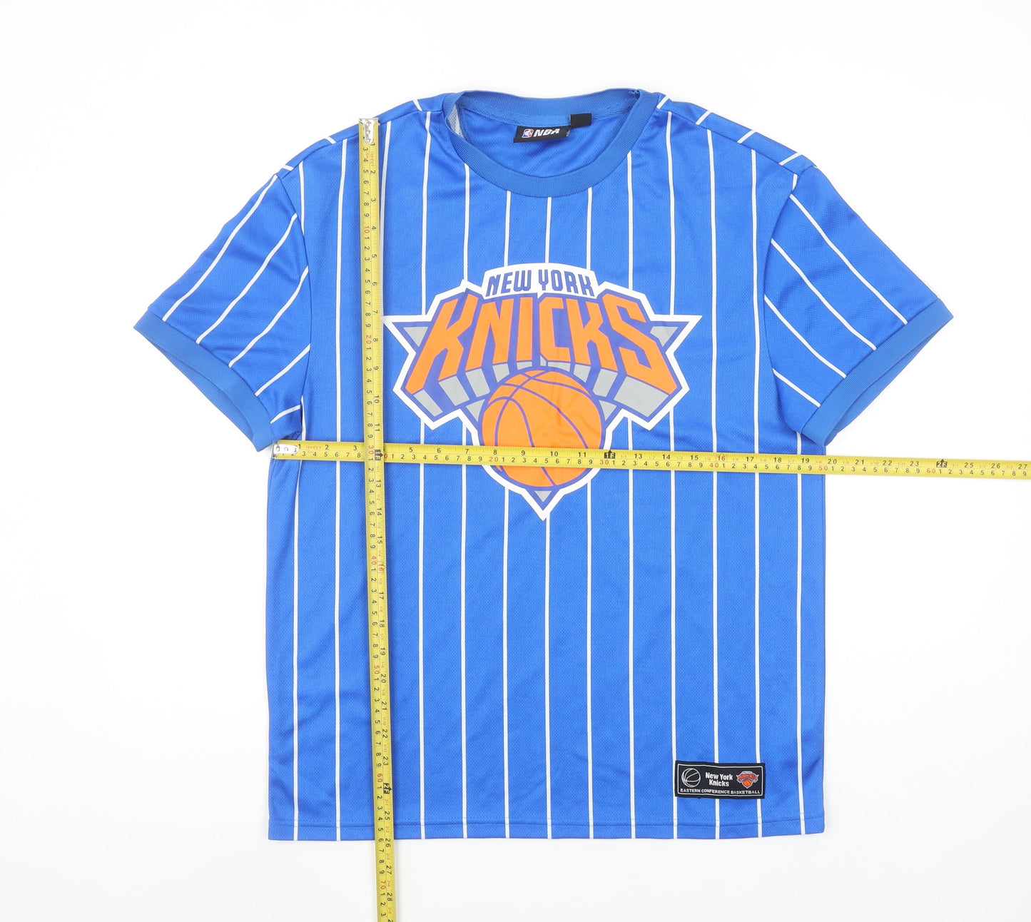 NBA Men’s Blue New York Knicks Striped Short Sleeve T-Shirt Size S