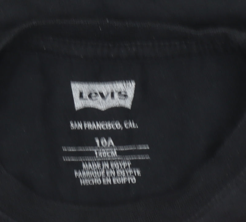 Levi's Boys Black Graphic Logo Short Sleeve Cotton T-Shirt 10 Years