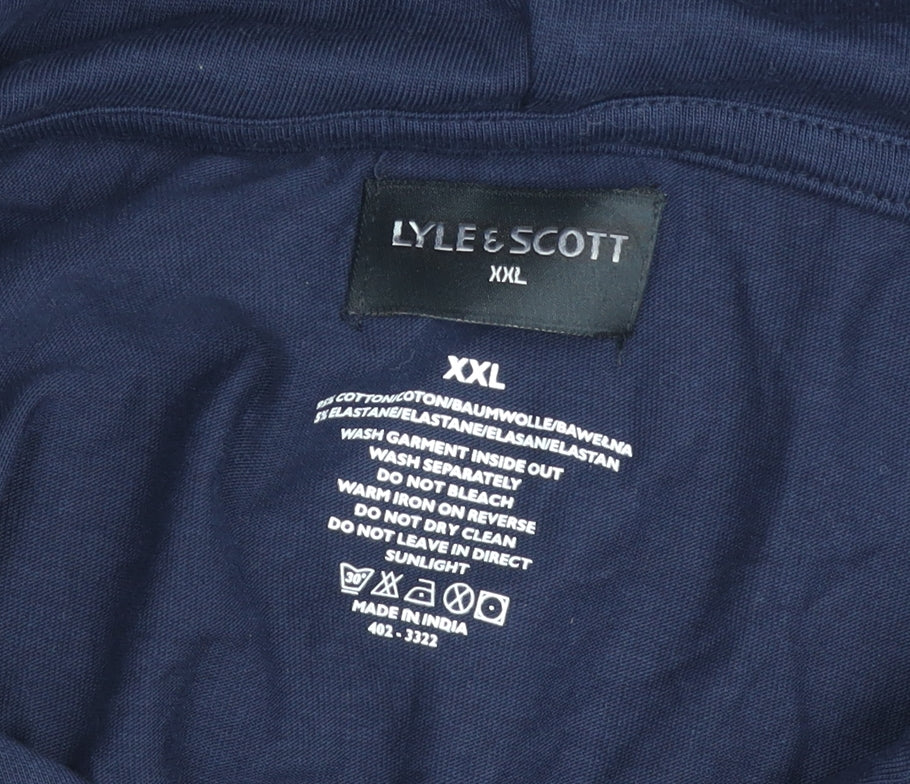 Lyle & Scott Men's Blue 2XL Hooded Full Zip Cotton Jacket