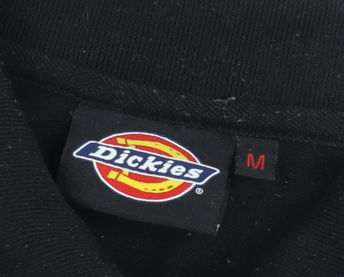 Dickies Men's Black Long Sleeve Workwear Polo Shirt Size M