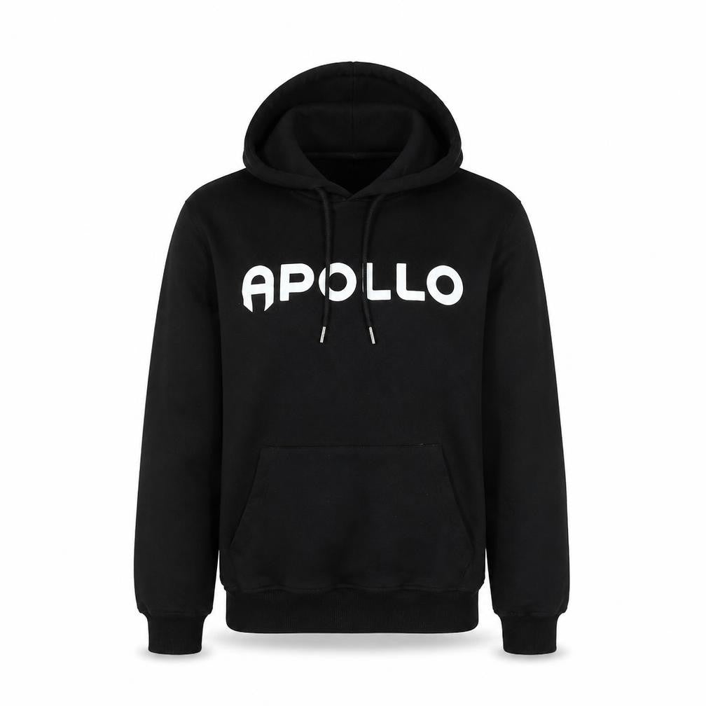 Apollo Men's Black Pullover Hoodie Small Graphic Print Cotton