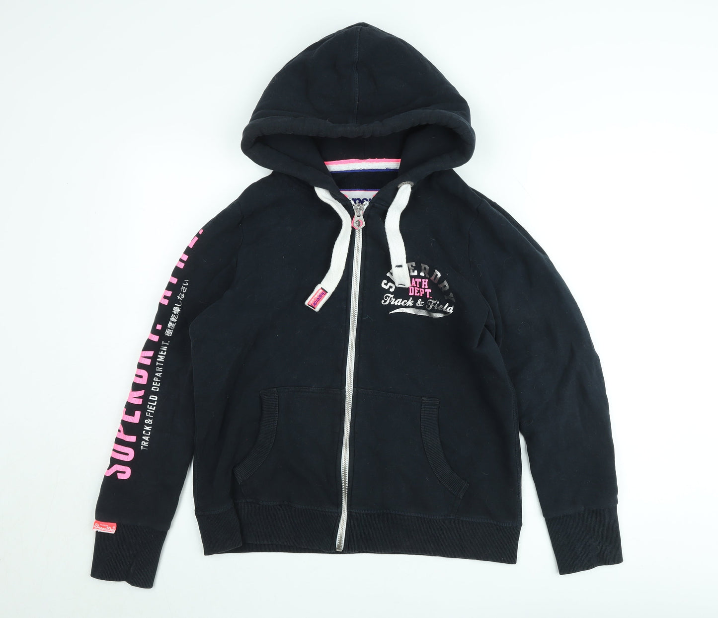 Superdry Women's Black XL Hooded Zip Jacket Track & Field Logo