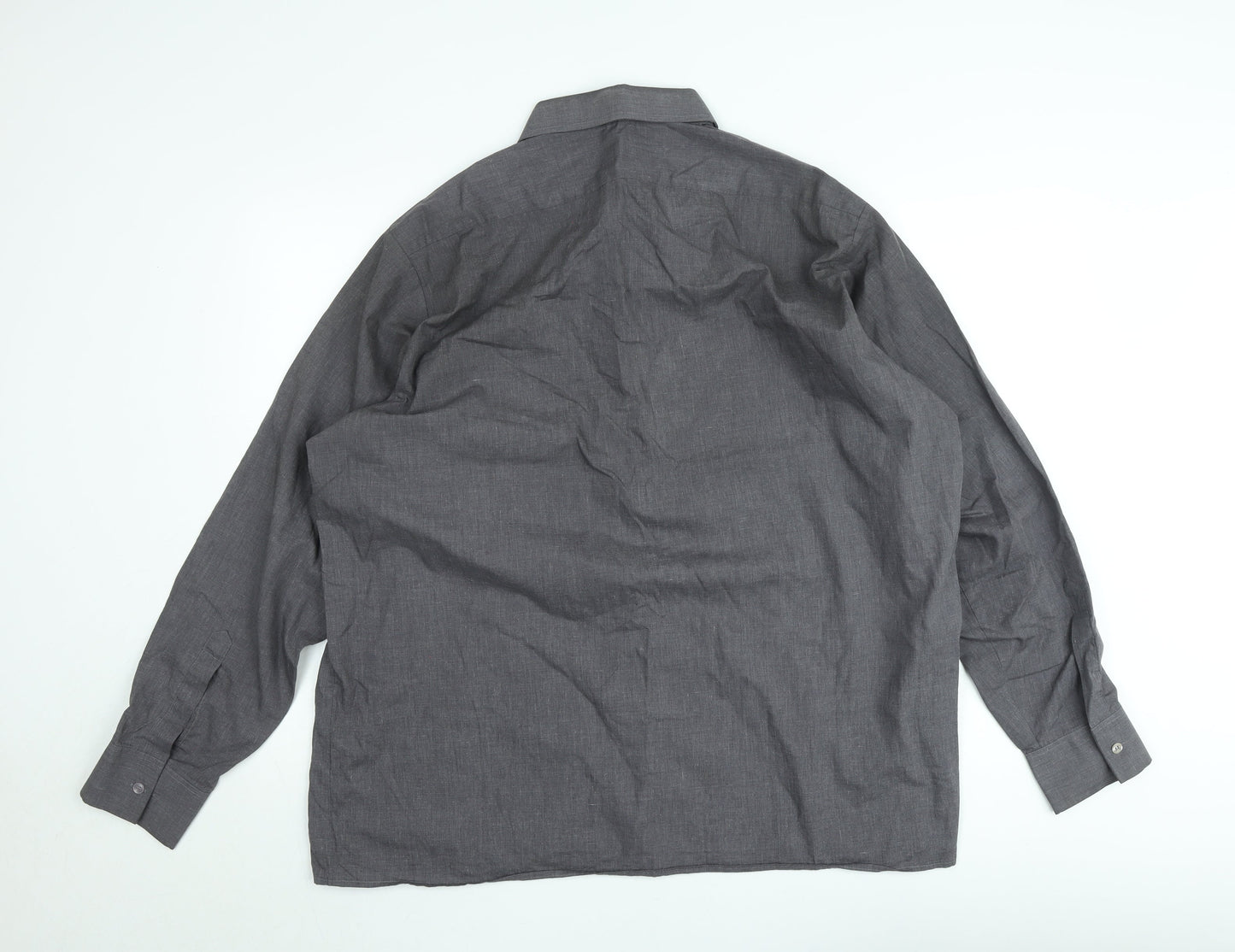 Clubman Men's Grey Long Sleeve Button-Up Shirt 18.5” Classic Fit