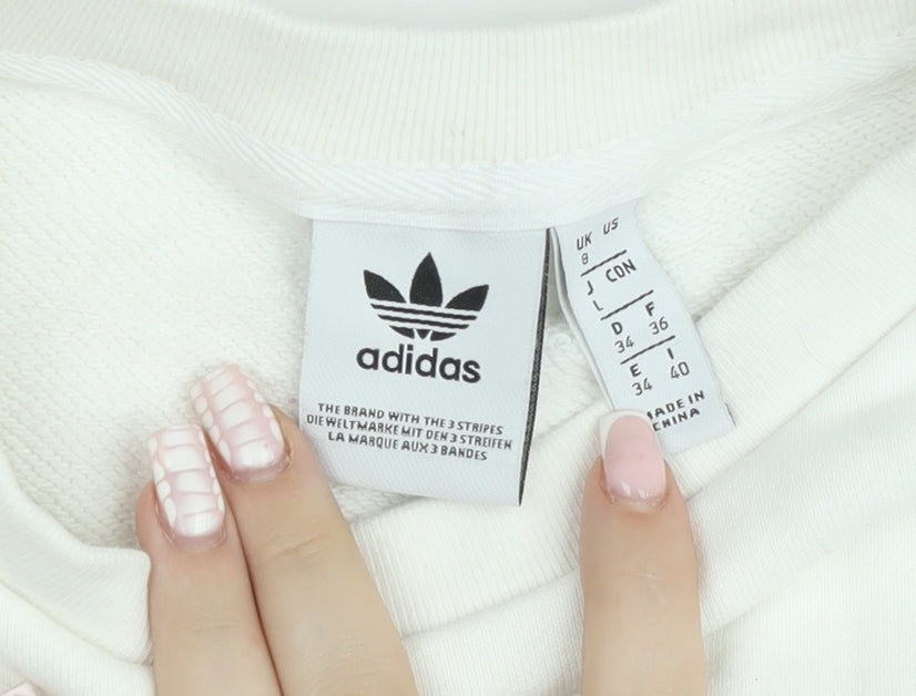 Adidas Women’s White Crew Neck Sweatshirt Size 8 Logo Print Pullover