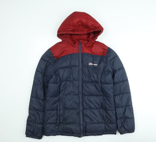 Berghaus Teens Blue Red Hooded Puffer Jacket Size 164