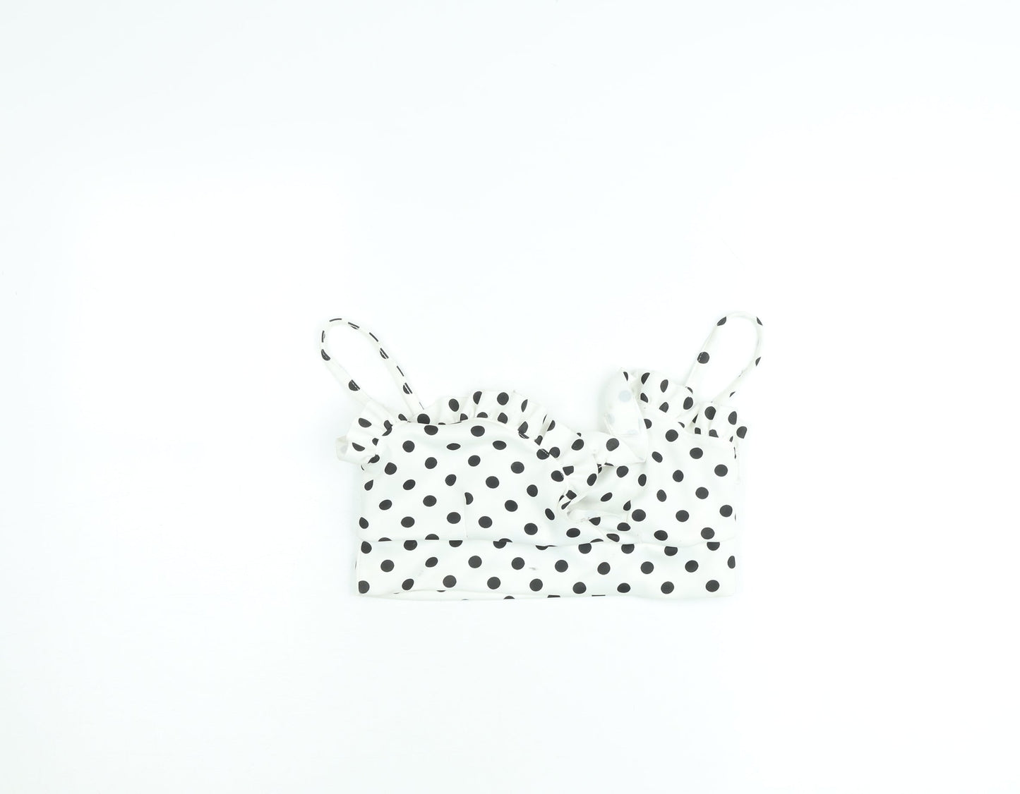 Boohoo Womens White Polka Dot Ruffle Satin Camisole Top UK 12