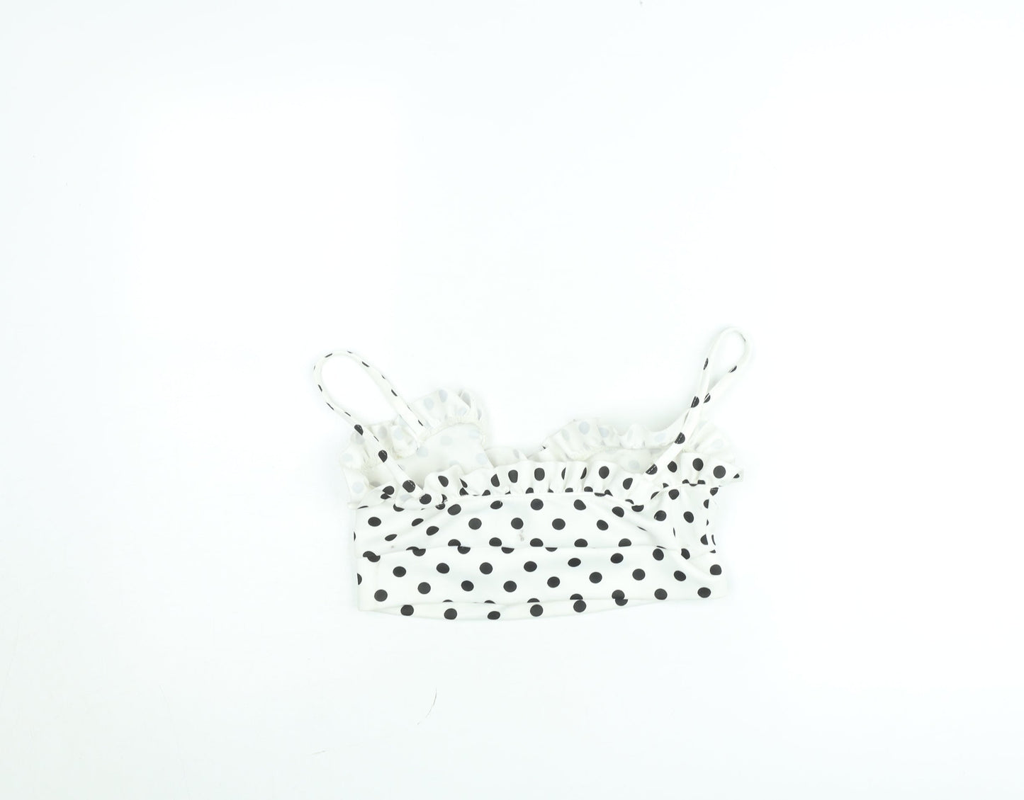Boohoo Womens White Polka Dot Ruffle Satin Camisole Top UK 12