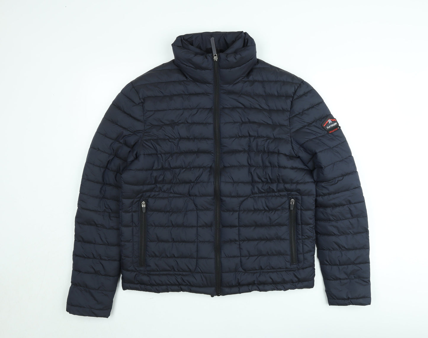 Superdry Men’s Blue Puffer Jacket M Lightweight Full Zip Outdoor Coat